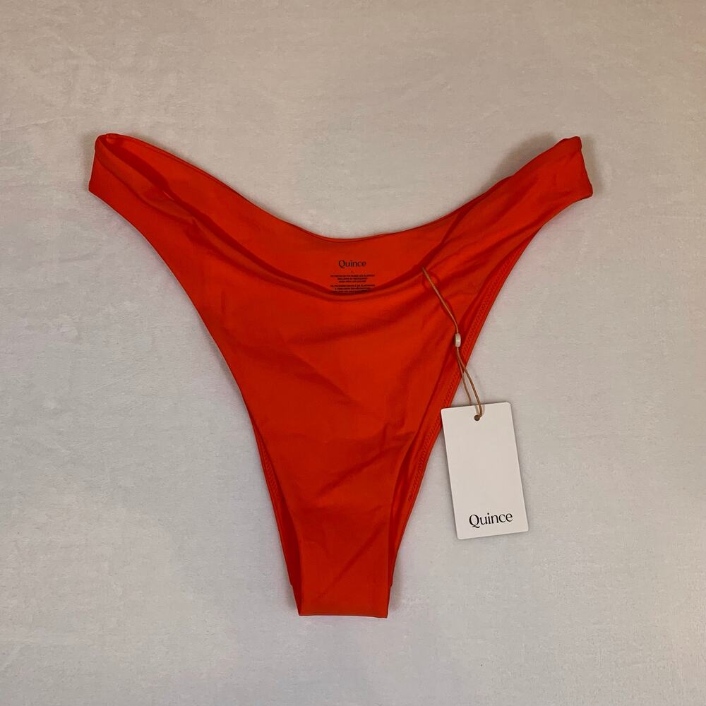 NWT Quince Orange High Cut Bikini Bottoms Size Large